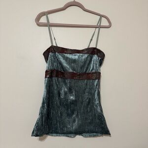 Y2K Crushed Velvet and brown sequin lace Cami Tank Top